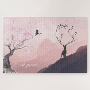 bij vrede, Pink Sunrise Spring Mountain Scene Japa Legpuzzel