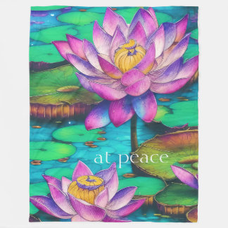 bij vredesmooie roze Lotus Flowers Water Scene Fleece Deken