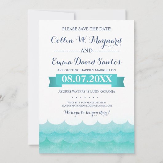 Bij Zee Nautical Sla de data op Save The Date (Voorkant)