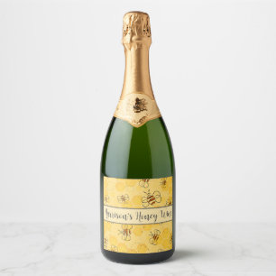 Bij Zoemende Honingbijen Schattig  Sparkling Wijnetiket