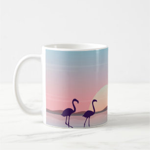 Bij zonsopgang flamingo scenery silhouettesflaming koffiemok