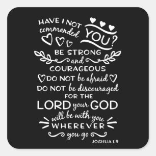 Bijbel Bijbelschrift vers Jozua 1:9 Vierkante Sticker