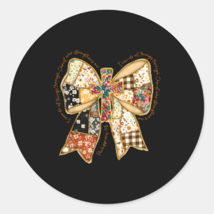 Bijbel Coquette Christelijke Jezus Strik Patchwork Ronde Sticker