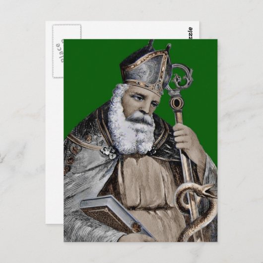 Bijbel en personeel van Saint Patrick Briefkaart (Voorkant / Achterkant)