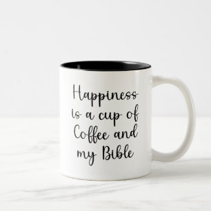 Bijbel, Geluk is een kopje koffie en mijn Bijbel Tweekleurige Koffiemok