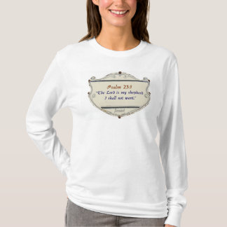 Bijbel Psalm 23:1 Schild Vrouwen Lange Mouwen T-sh T-shirt