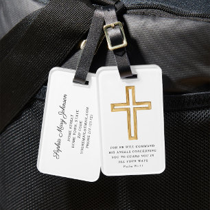 Bijbel Psalm 91:11 Gezegende Reis Religieus Kruis Bagagelabel