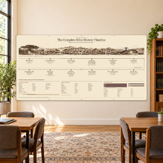 Bijbel Tijdlijn - Antiek Sepia - 8 x 4 ft Spandoek