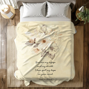 Bijbel vers Psalm Floral Fleece Deken