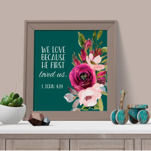 Bijbel vers Psalm Floral Poster