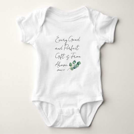 Bijbel Verse Baby Girl Eucalyptus Romper (Voorkant)