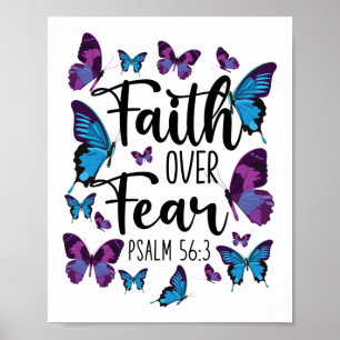 Bijbel Verse Faith Over Fear Psalm 56:3 Butterfly Poster