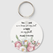 Bijbel Verse Floral Psalm Round Sleutelhanger (Voorkant)