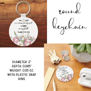 Bijbel Verse Floral Psalm Round Sleutelhanger