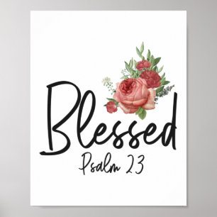 Bijbel verse gebluste Psalm 23 Roos ventilator Poster