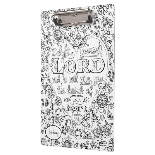 Bijbel Verse Girly Hand Lettered Scripting Floral Klembord (Links)