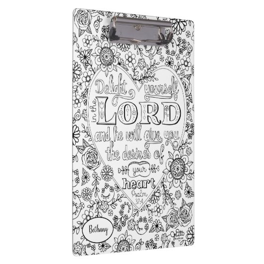 Bijbel Verse Girly Hand Lettered Scripting Floral Klembord (Rechts)