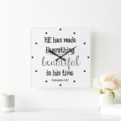 Bijbel Verse: He has made everything beautiful Vierkante Klok (Huis)