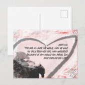 Bijbel Verse John 3:16 Grunge Heart Briefkaart (Voorkant / Achterkant)