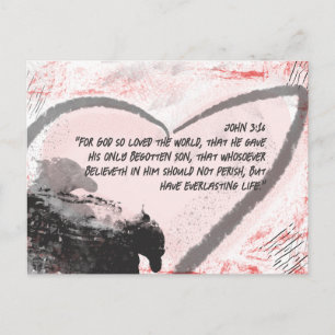 Bijbel Verse John 3:16 Grunge Heart Briefkaart