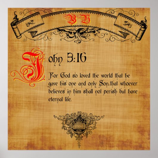 Bijbel Verse John 3:16 Poster (Voorkant)
