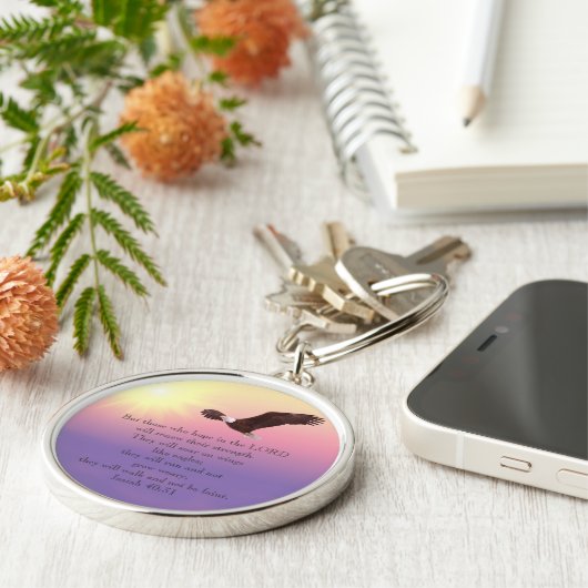 Bijbel verse-soar met vleugels als Sleutelhanger (Zijkant)