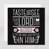 Bijbel Verse Taste en zie dat de Heer goed is. Kaart (Voorkant / Achterkant)