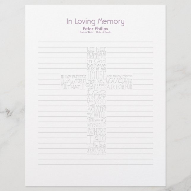 Bijbel verses John14 Funeral Book Filler Page - 5 (Voorkant)