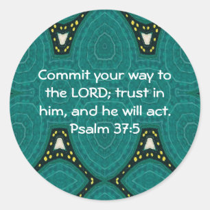 Bijbel verteert Motivatie scripts Psalm 37:5 Ronde Sticker