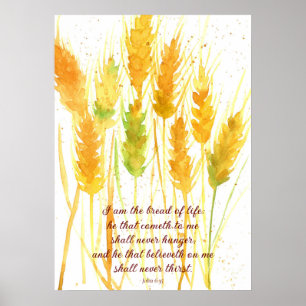 Bijbel voor scripts Verse John 6:35 Wheat Religiou Poster