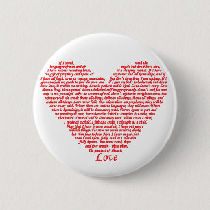 Bijbelcitaat 1 Korintiërs 13 Liefde Hart Woord Kun Ronde Button 5,7 Cm