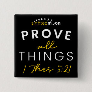 Bijbelcitaat toont alle dingen Gele Typografie Vierkante Button 5,1 Cm