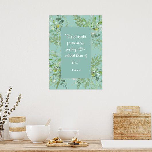 Bijbelcitaatpipetscriptie Eucalyptus Poster (Keuken)