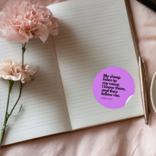 Bijbelcitaten: Johannes 10:27, Evangelievers #2 Ronde Sticker