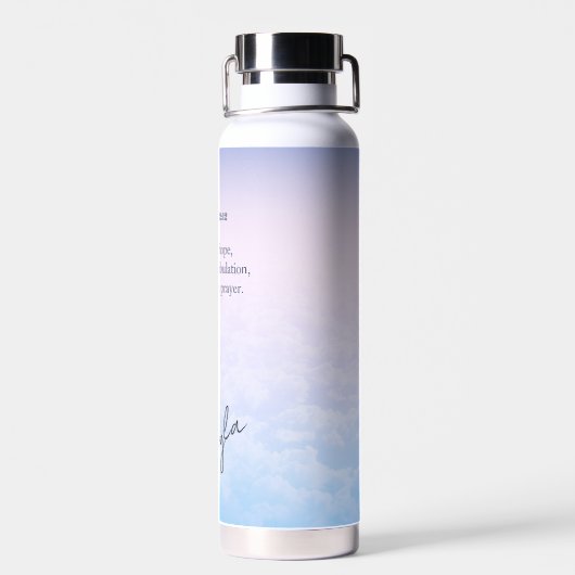 bijbelflesje met open water waterfles (Achterkant)