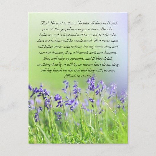 Bijbelpassage, blauwe gordels dicht briefkaart (Voorkant)