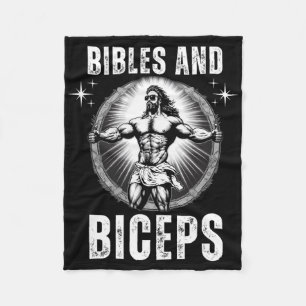 Bijbels en biceps bodybuilding Jezus Fitness Grapp Fleece Deken