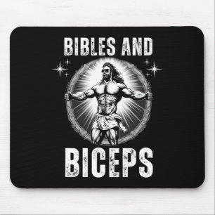 Bijbels en biceps bodybuilding Jezus Fitness Grapp Muismat