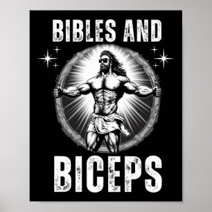 Bijbels en biceps bodybuilding Jezus Fitness Grapp Poster