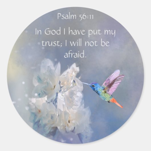Bijbelscript Psalm 56:11 Niet te bepalen prijsopga Ronde Sticker (Voorkant)