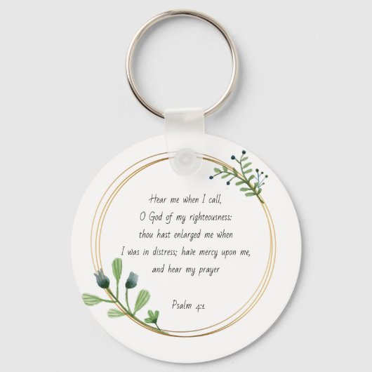 Bijbelscriptie Psalm 4-1 gebed voor hulp Sleutelhanger (Achterkant)