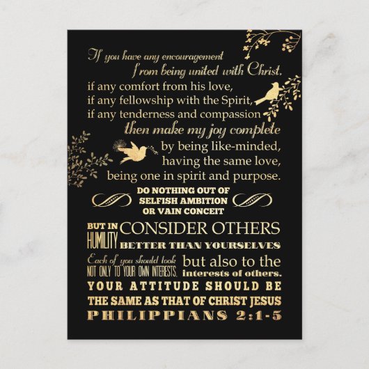 Bijbelse Bijbel - Filippijnen 2: 1-5 Briefkaart (Voorkant)