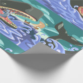 Bijbelse Jonah en de walvisoceaan scene Cadeaupapier