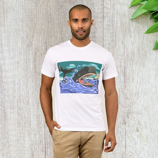 Bijbelse Jonah en de walvisoceaan scene T-shirt