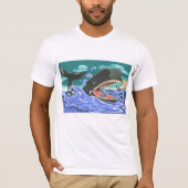 Bijbelse Jonah en de walvisoceaan scene T-shirt (Voorkant)