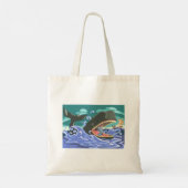 Bijbelse Jonah en de walvisoceaan scene Tote Bag (Achterkant)