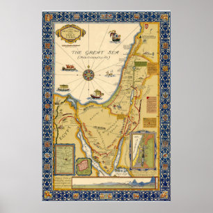 Bijbelse kaart van het Heilige Land Poster