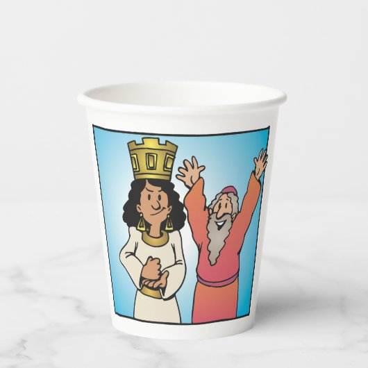 Bijbelse Koningin en Profeet op geloof gebaseerde  Papieren Bekers (Voorkant)