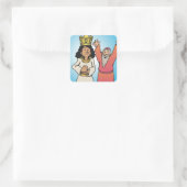 Bijbelse Koningin en Profeet op geloof gebaseerde  Vierkante Sticker (Tas)