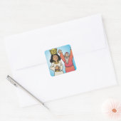 Bijbelse Koningin en Profeet op geloof gebaseerde  Vierkante Sticker (Envelop)